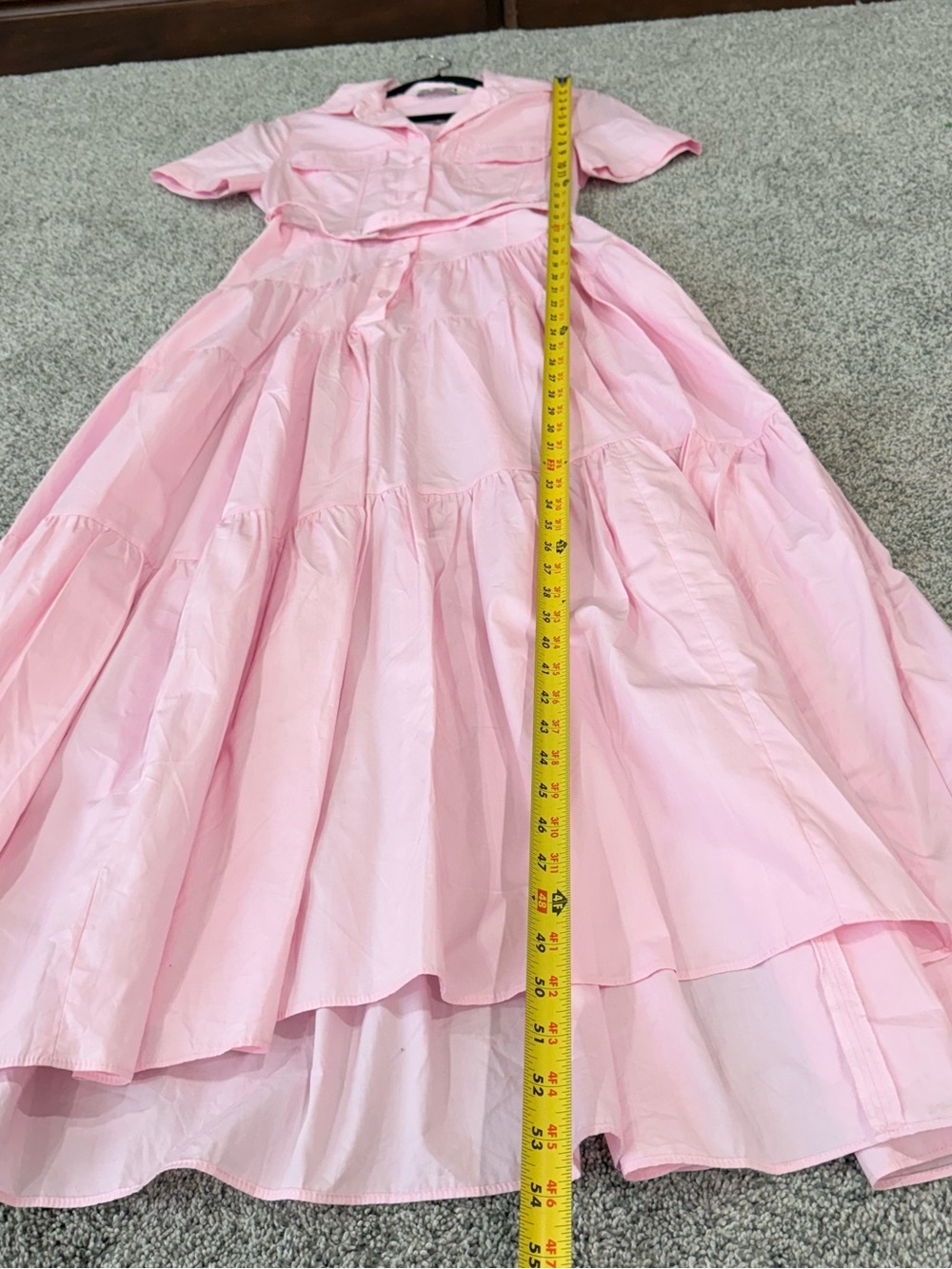 Zara Baby Pink 100% Cotton Collared Belted Shirt Dress Maxi Resort Women’s XS - Picture 8 of 15